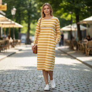 Rare Vintage Gucci Collector's Nautical Dress | Orange & White Stripes with Fray